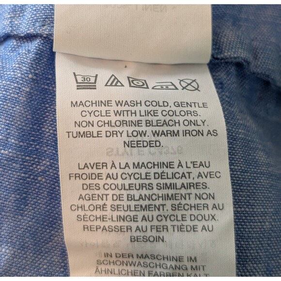 J Crew Size L Linen Maxi Dress Blue Striped Relaxed Beachy Coastal - Picture 9 of 11